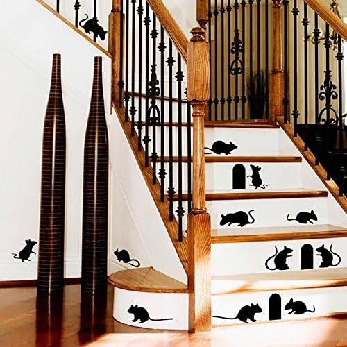 ROTMAKERS A Generation Exquisite Wall Stickers Funny 6 Pairs Black Mice Sticker Wall Vinly Decal Decor Sticker