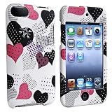 eForCity Snap-On Rubber Coated Case for Apple iPod touch 2G/3G, Pink/Black Heart