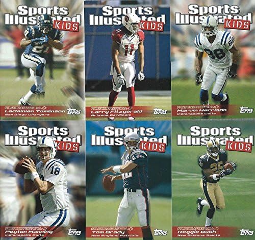 2006 Topps Total Football "Sports Illustrated For Kids" Complete Mint 25 Card Set Loaded with Stars Including Peyton Manning, Donovan McNabb, Jeremy Shockey, Tom Brady, Reggie Bush, Randy Moss, Terrell Owens, Cadillac Williams, Edgerrin James, LaDainian Tomlinson and Others!