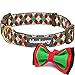 Blueberry Pet 4 Patterns Christmas Party Fair Isle Style Adjustable Dog Collar with Detachable Bow Tie, Medium, Neck 14.5