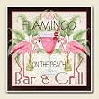 Tile Trivet ~ Pink Flamingos Lounge ~ 6 inch x 6 inch ~ code 144