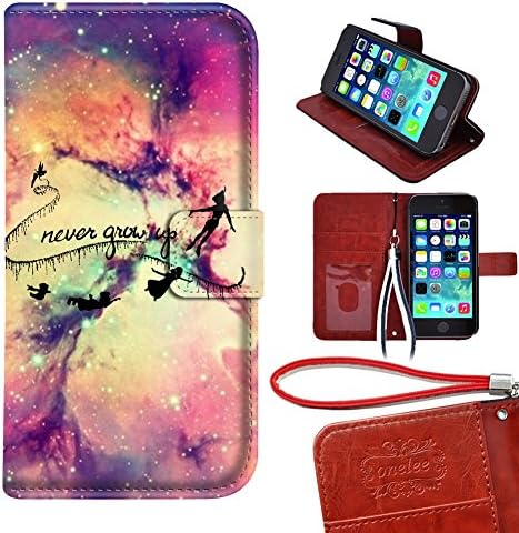 iPhone 5 Wallet Case,Never Grow Up Premium PU Leather Wallet Case cover with card slots for iPhone 5 5s