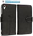 Sony Xperia Z1S Wallet, TechSpec(TM) Black Leather Wallet Pouch Case Cover with Slots for Sony Xperia Z1S