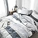 VClife Cotton Bedding Sets Gray White Black Kids Duvet Cover Sets Reversible Stripe Bedding Collection for Boy Girl Woman Man Teens Home Dorm Soft Hypoallergenic 3 PCS Bed Set