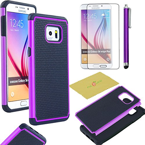 Fulland Hybrid TUFF Case for Samsung Galaxy S6 Edge Plus with Stylus Pen  and Screen Protector Purple
