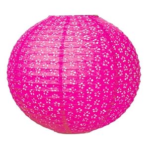 Eyelet Rice Paper Lanterns - Fuchsia