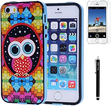 NewMall Iphone5 5S case,Owl on Colorful Wall Pattern 2 in 1 Slim Fit Dual Layer TPU+Bumper Case Cover Protector For Iphone5 5S case
