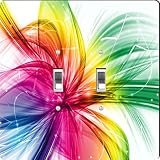 Rikki Knight Colorful Rainbow Abstract Design Double Toggle Light Switch Plate