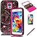 Galaxy S5 Case, EC [3 Layers Design] Real Tree Camo Hybrid Hard Soft Combo Shock-Absorption Bumper Back Case Cover Protector for Samsung Galaxy S5 i9600 (Hot Pink)