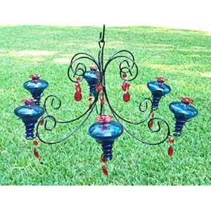 Parasol GRCHB Blue Hand Blown GRAND CHANDELIER 6 Station by 