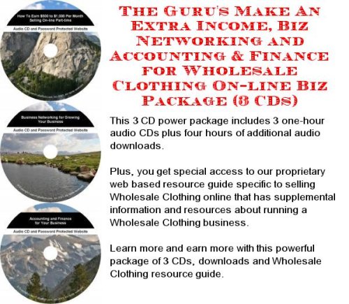 The Gurus Make An Extra Income, Biz Networking and Accounting & Finance for Wholesale Clothing On-line Biz Package (3 CDs)