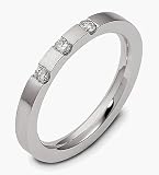 Platinum Comfort Fit Wedding Band Ring with 3 Diamonds