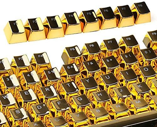 104 PBT Double Shot Injection Backlit Golden Metal Color Keycaps for all Mechanical Keyboards with Key Puller