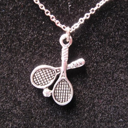 Pewter Tennis Racquets Necklace