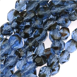 Czech-Fire-Polish-Glass-Beads-4mm-Round-Sapphire-Tortoise-50-