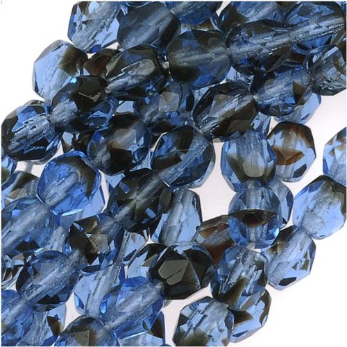 Czech Fire Polish Glass Beads 4mm Round Sapphire 