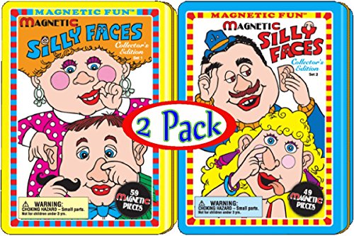 Magnetic Fun Tin: Silly Faces Sets 1 & 2 Gift Set Bundle - 2 Pack