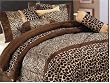 7 Piece Safari - Zebra - Giraffe Print Brown Micro Fur Comforter Set, Bed in Bag, Queen Size