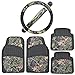 Rubber Car Floor Mats Black - Camo Inlay w/ Comfort Grip Steering Wheel Cover
