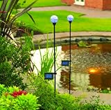 2 BLUE Solar Lights. Outdoor Garden Dome Border Balls