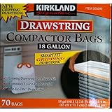 Kirkland Compactor Bags, 18 Gallon, Smart Fit Gripping Drawstring, 70 ct