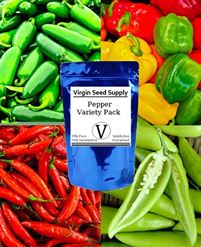 Virgin Seed Supply Pepper Seed Variety Pack Cayenne, Sweet Banana, JalapeÃ±o, Yolo Wonder Varieties -Non-GMO Organic Heirlooom- 180 Seeds