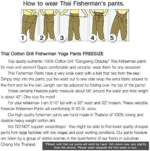 Fisherman Trousers Versatile Pants Cotton Free Size Thai Style Burgundy and Deep Blue