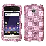 Rhinestones Protector Case for LG Optimus M MS690, Pink Full Diamond