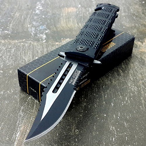 TAC FORCE Black Spring Assisted Open SAWBACK BOWIE Tactical