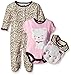 BON BEBE Baby Girls' 3 Piece Take Me Home Set with Coverall Bodysuit and 3d Bib