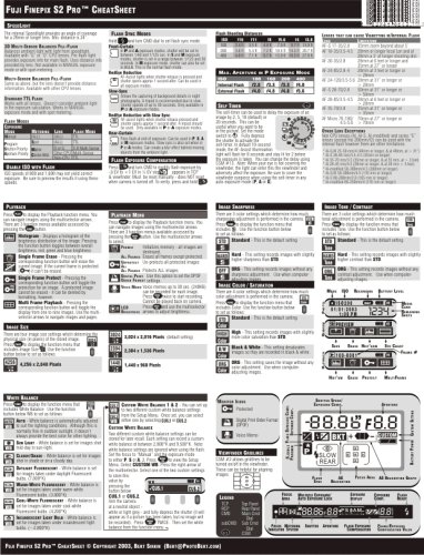 Fuji Fujifilm S2 Pro Digital SLR CheatSheet
