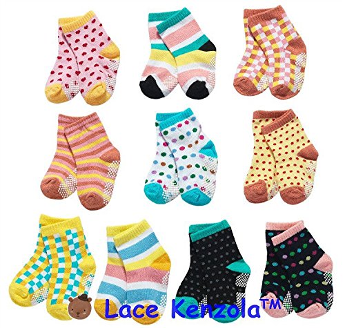 Lace Kenzola Happy Toddler Quarter Socks Set Anti-slip 2T 3T Dots
