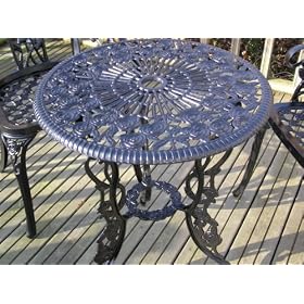 Metal Cast Aluminium Garden Round Rose Round Table 90cm Antique Black