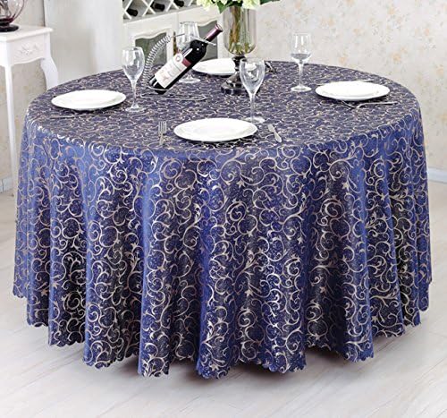 SiYang Regal Home Collections Laura Rose Damask Rectangular Tablecloth (Navy Chain Link Fence,Round62.88In)