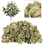 SIX pieces of 18" Long Stem Artificial Rose Bud Bushes Green Light