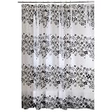 Interdesign Fiore Eva Stall Size Shower Curtain, Black, 54 Inches X 78 Inches