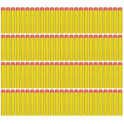 CLOURF 100 Pcs 7.2cm Yellow Foam Darts for Nerf N-strike Elite Series