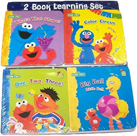 Sesame Street 4 Book Learning Set ~ What's That Shape?, Color Cirucus, One Two Three, Big Ball Little Ball