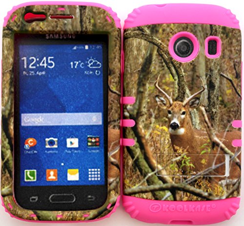 Wireless Fones TM Hybrid Impact Dual Layer Cover Case for Samsung Galaxy Ace Style S765c Straight Talk, Net10 and TracFone Real Deer Camo Mossy on Pink Skin