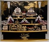 ひな人形 五人飾り 洛中桜　蒔絵屏風　扇面 三段飾り 7-3 段飾り 雛人形