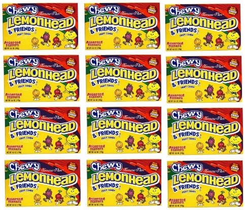 Chewy Lemonhead &amp; Friends Fruit Candy Assorted Flavors Theater Box: 12 Packs of 6 Oz - Tj11