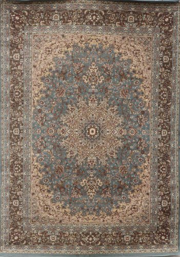 New City Light Blue Silver Traditional Isfahan Wool Persian Area Rugs 5 2 x 7 3