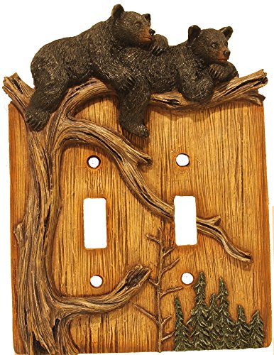 Wildlife Creations 4135 Bear Double Switch Plate Cover