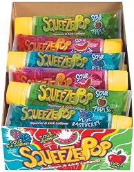 Hubba Bubba Squeeze Pop, Assorted Sour Lollipops, 4-Ounce Tubes (Pack of 18)