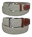 CTM® Mens Big & Tall Elastic Braided Belt with Silver Buckle and Tan Tabs