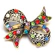 Colorful Crystal Bow Brooch