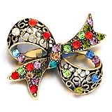 Pugster Colorful Crystal Bow Brooch