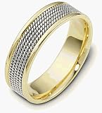 18 Karat Gold and Platinum 7mm Comfort Fit Wedding Band Ring