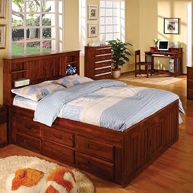 Merlot Bookcase Captains Full with 12 Drawers