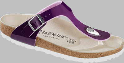 Birkenstock Zehensteg ''Gizeh'' aus Birko-Flor in lack pflaume mit schmalem Fussbett